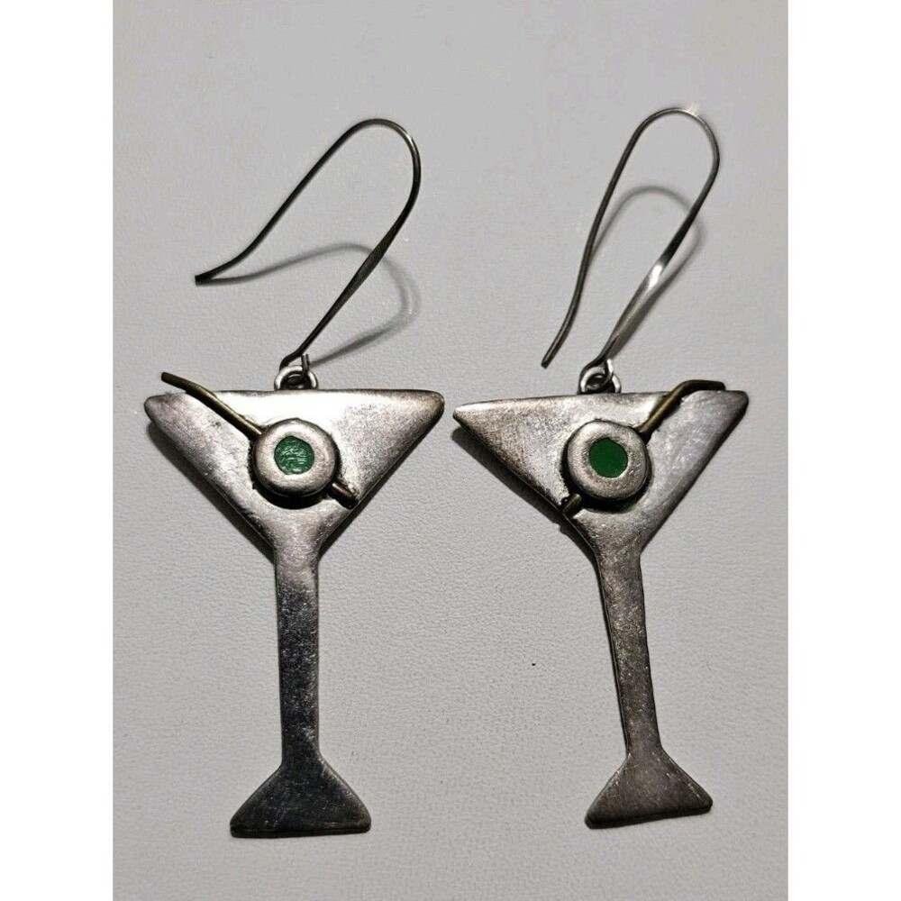 Vintage Harvey Mexico Taxco 925 Martini Dangle Earrings